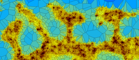 Density map of a neuron extracted from the Voronoï diagram